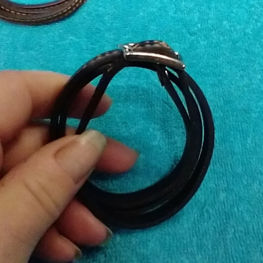 Brown Faux Leather Wrap Buckle Bracelet